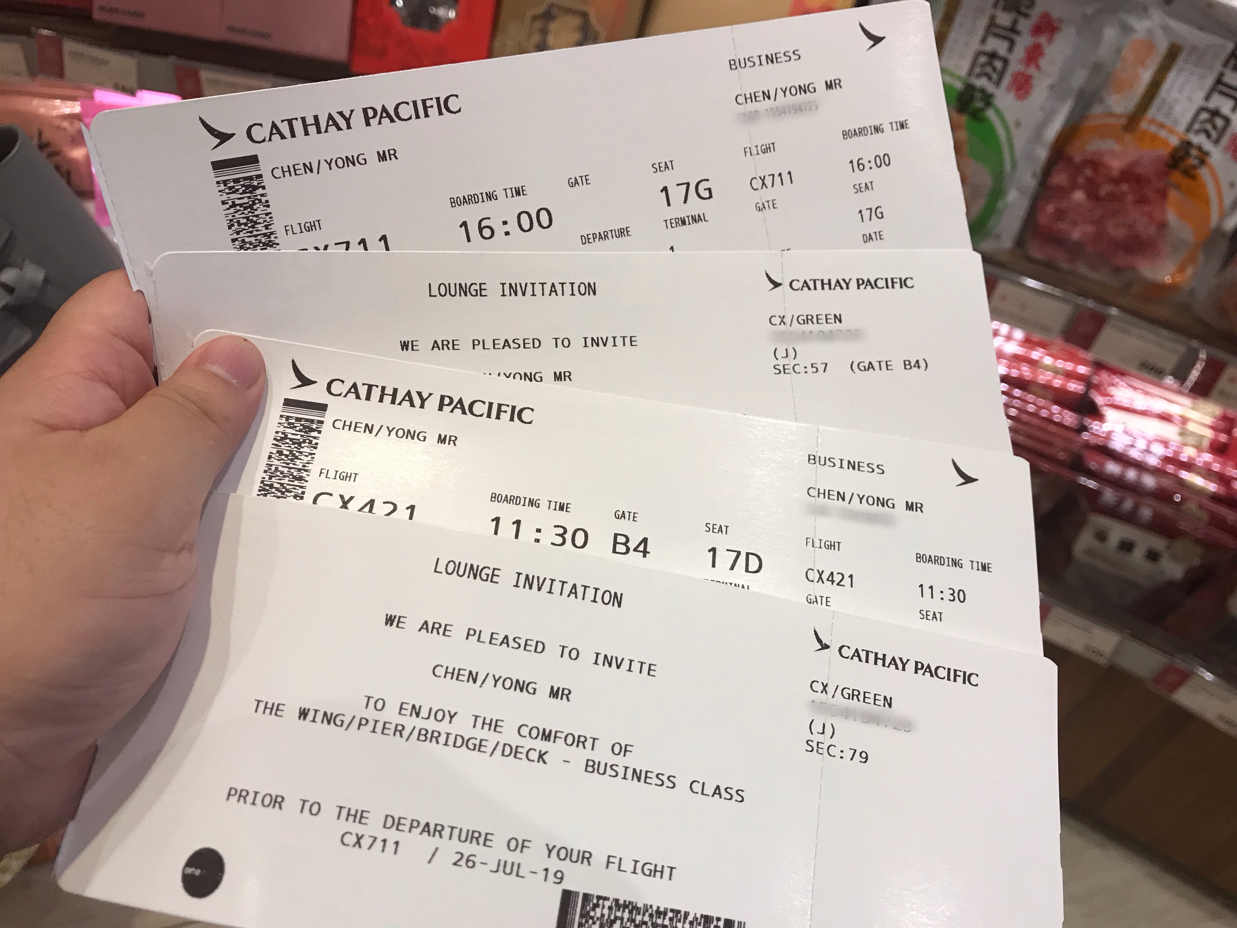 国泰航空cx421台北飞香港商务舱