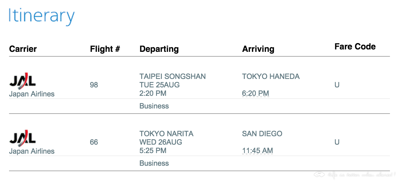 Rwмo2015-8. Japan Airline ٴwձ^œ, TSA-HND, NRT-ORD