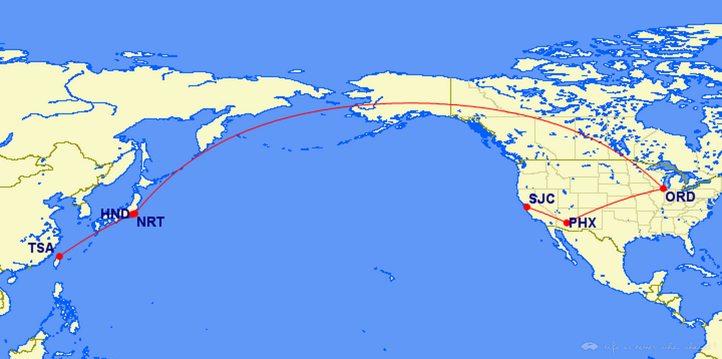 Rwмo2015-8. Japan Airline ٴwձ^œ, TSA-HND, NRT-ORD