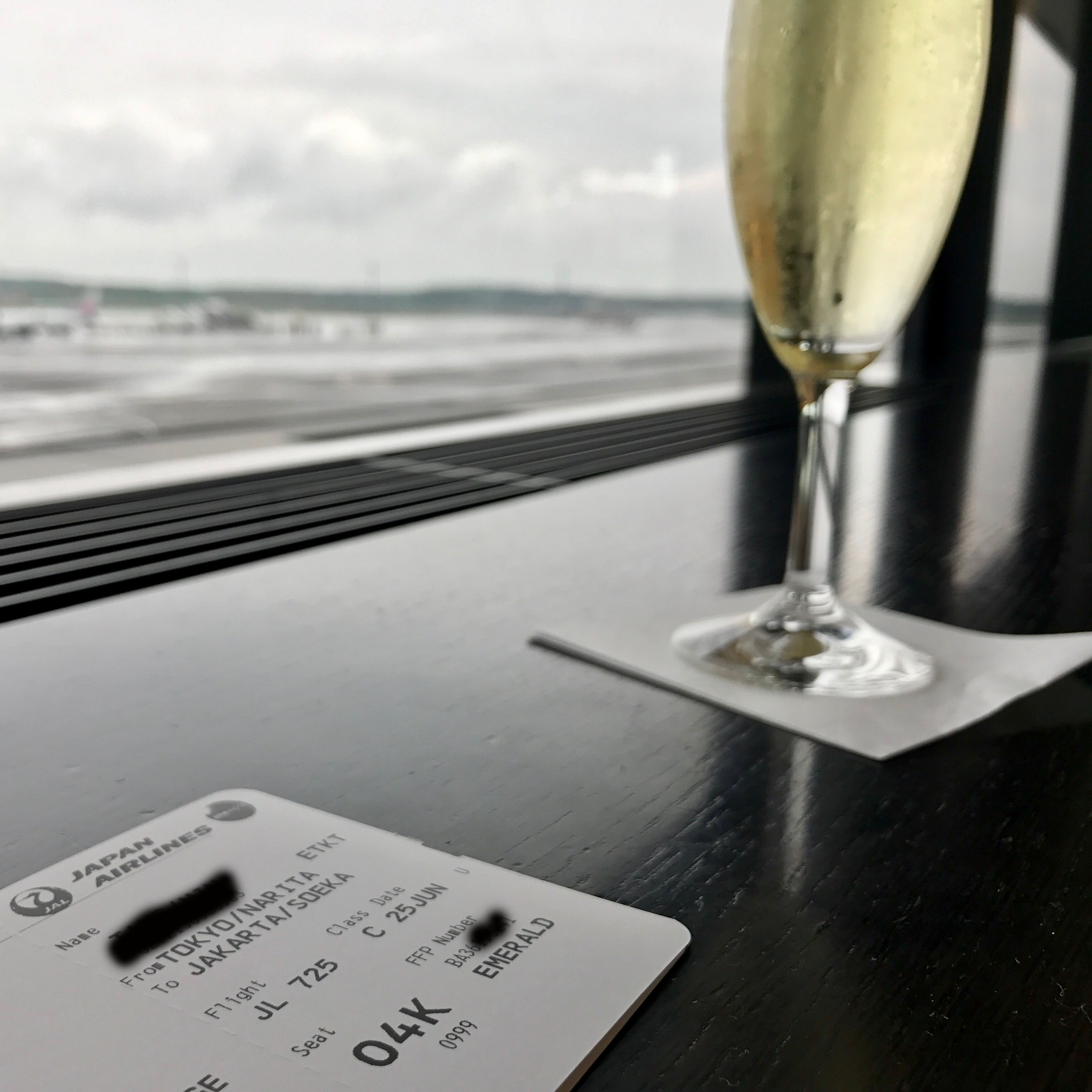 JAL NRT First Class Lounge & NRT-CGK SS9