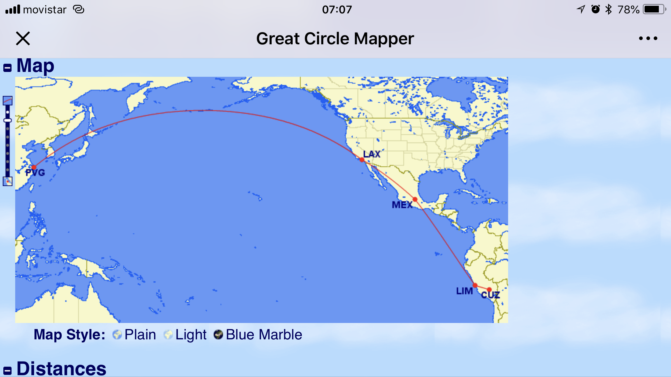 PVG-LAX-MEX-LIM-CUZ-LIM-LAX-PVG īر