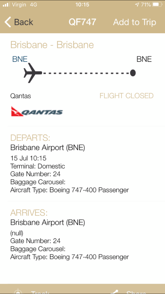 Qantas B747-400 Special Flight