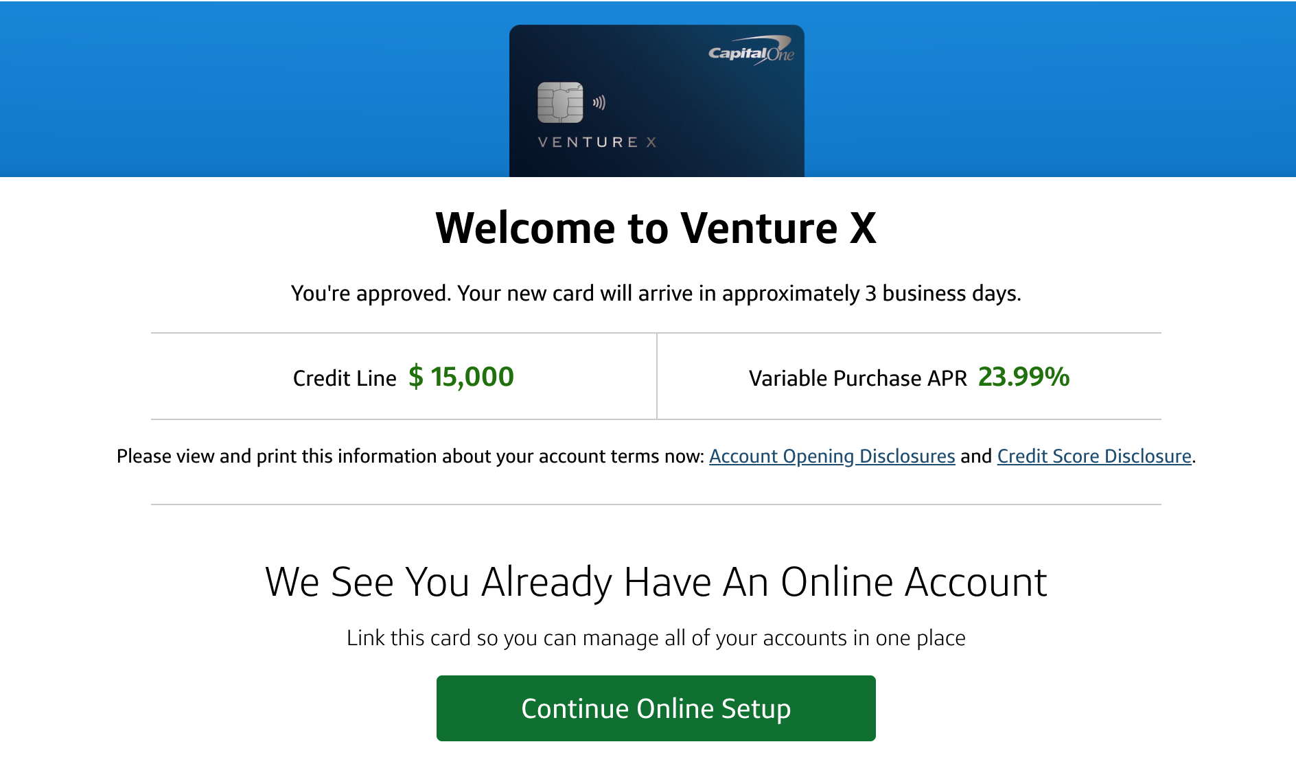 Capital One Venture X被拒了