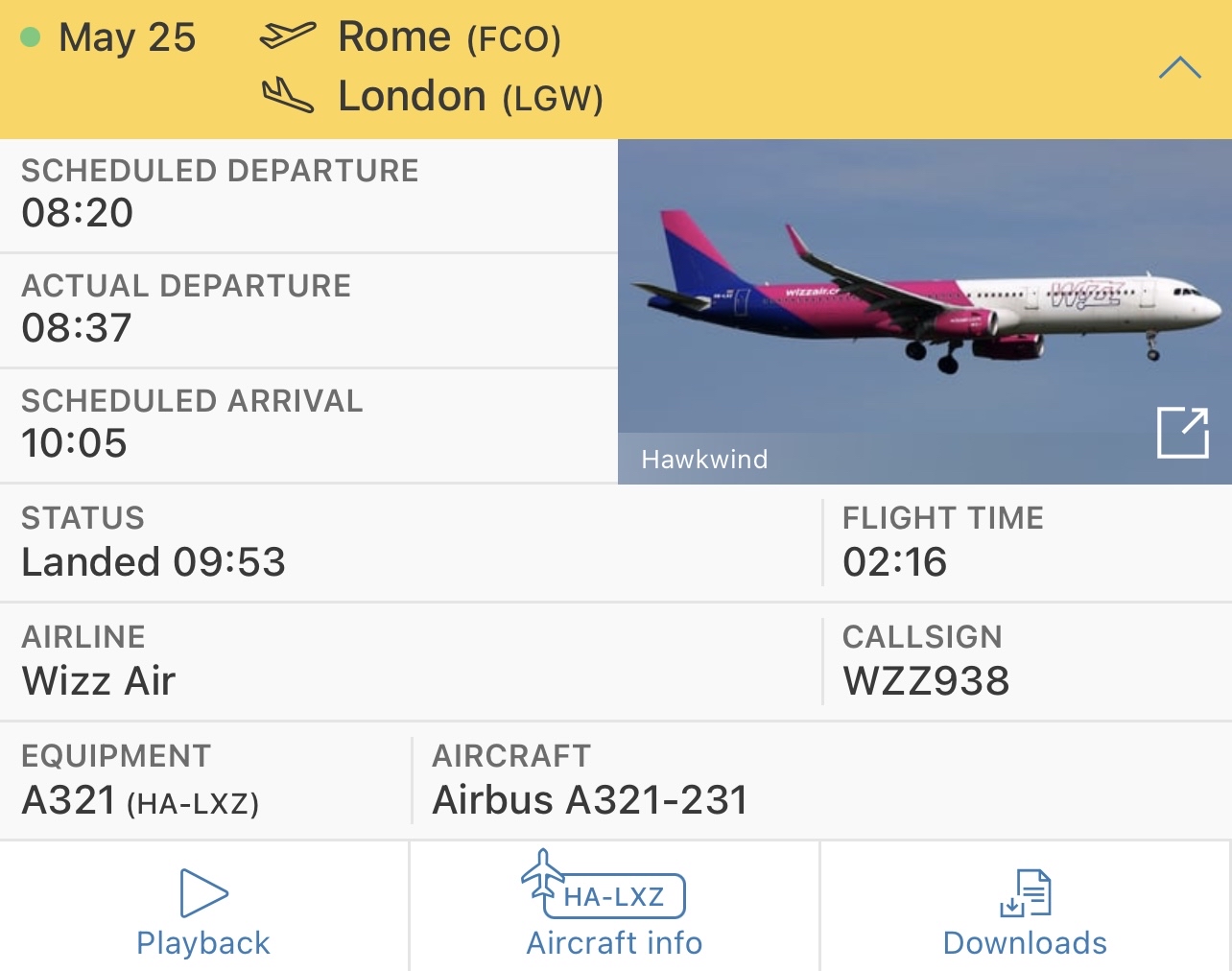 Wizz air Ⱥ W65781/5782 ׶ظά- LGW-FCO-LGW