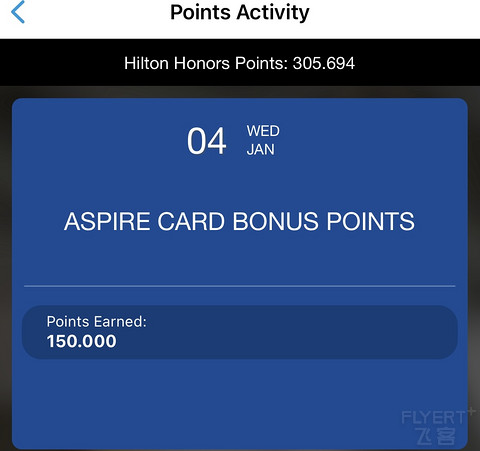 完美体验Amex US
Hilton 36万Points开卡礼