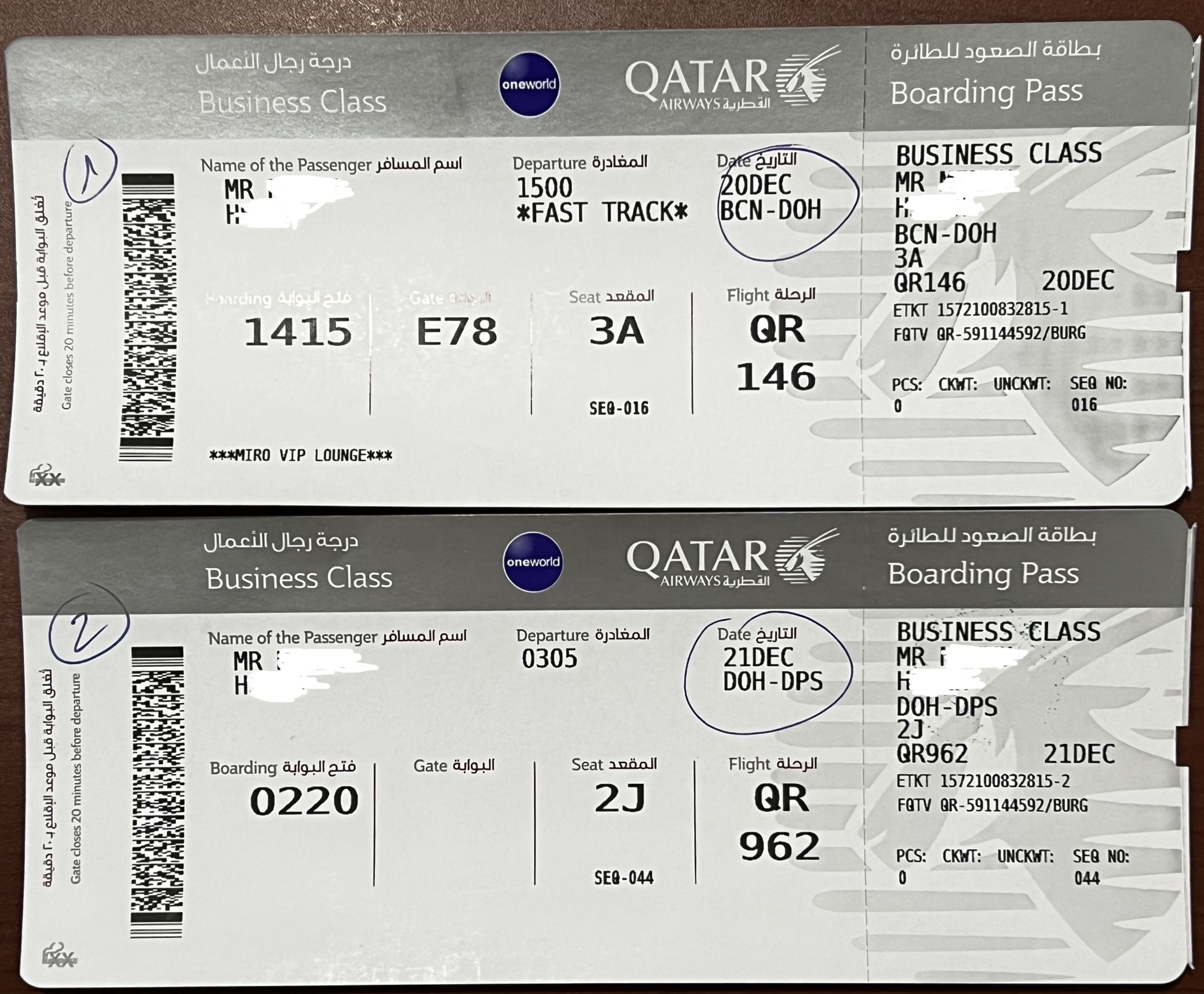 Qatar Airways_ Qsuite |Barcelona¡{-Doha-DenpasarQu