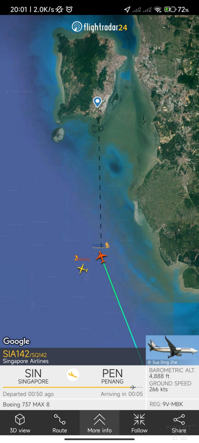 新加坡航空 SQ141 槟城-新加坡 波音737-Max8 经济舱飞行体验