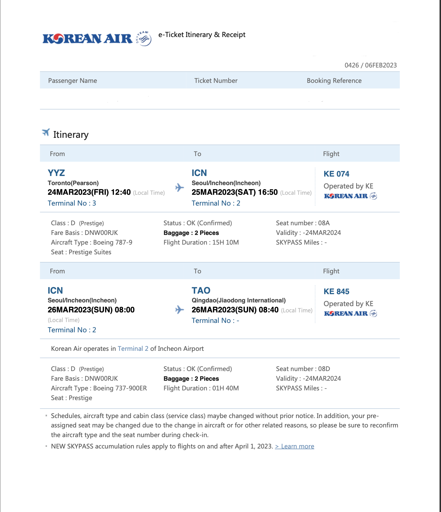 ʵ൱󺫺KE074-KE845YYZ-ICN-TAO (ǰ)