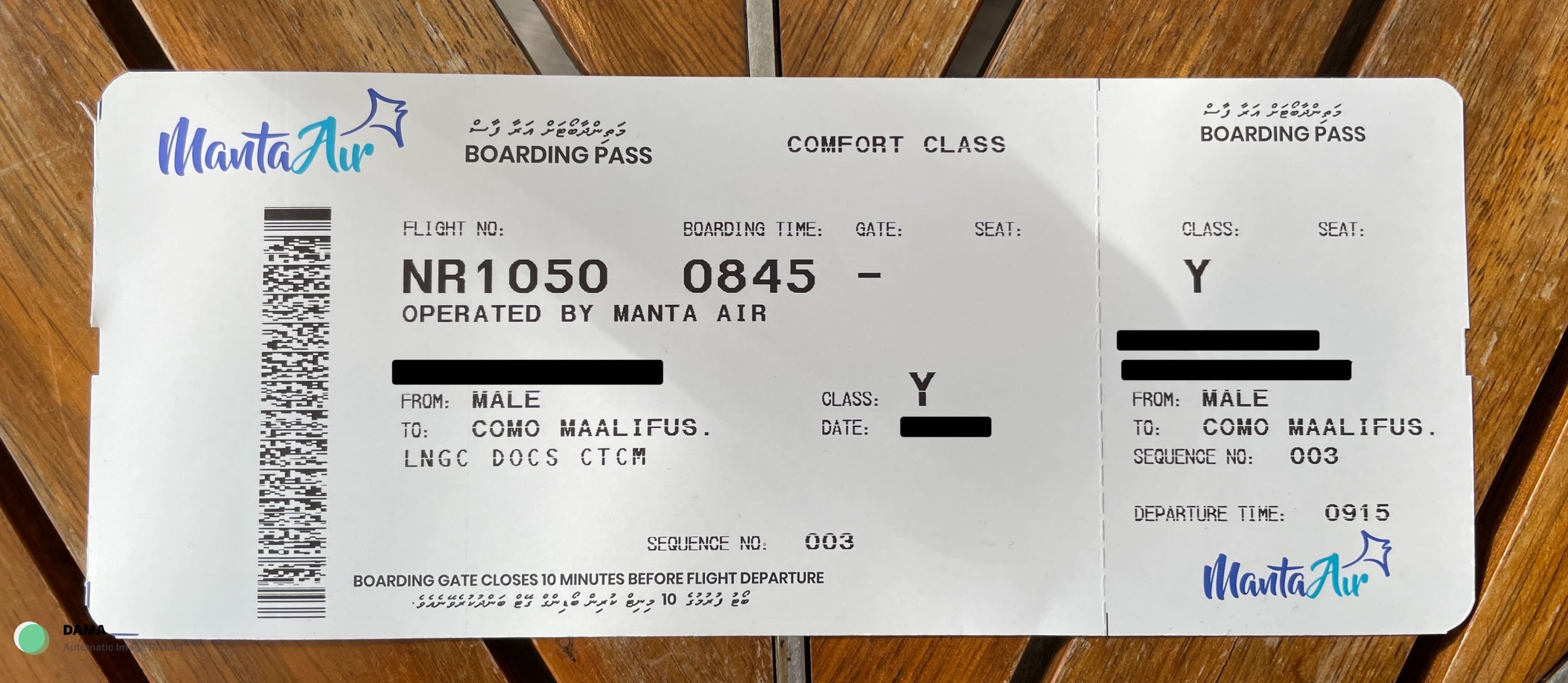 Manta Air | MALE - COMO MAALIFUSHI