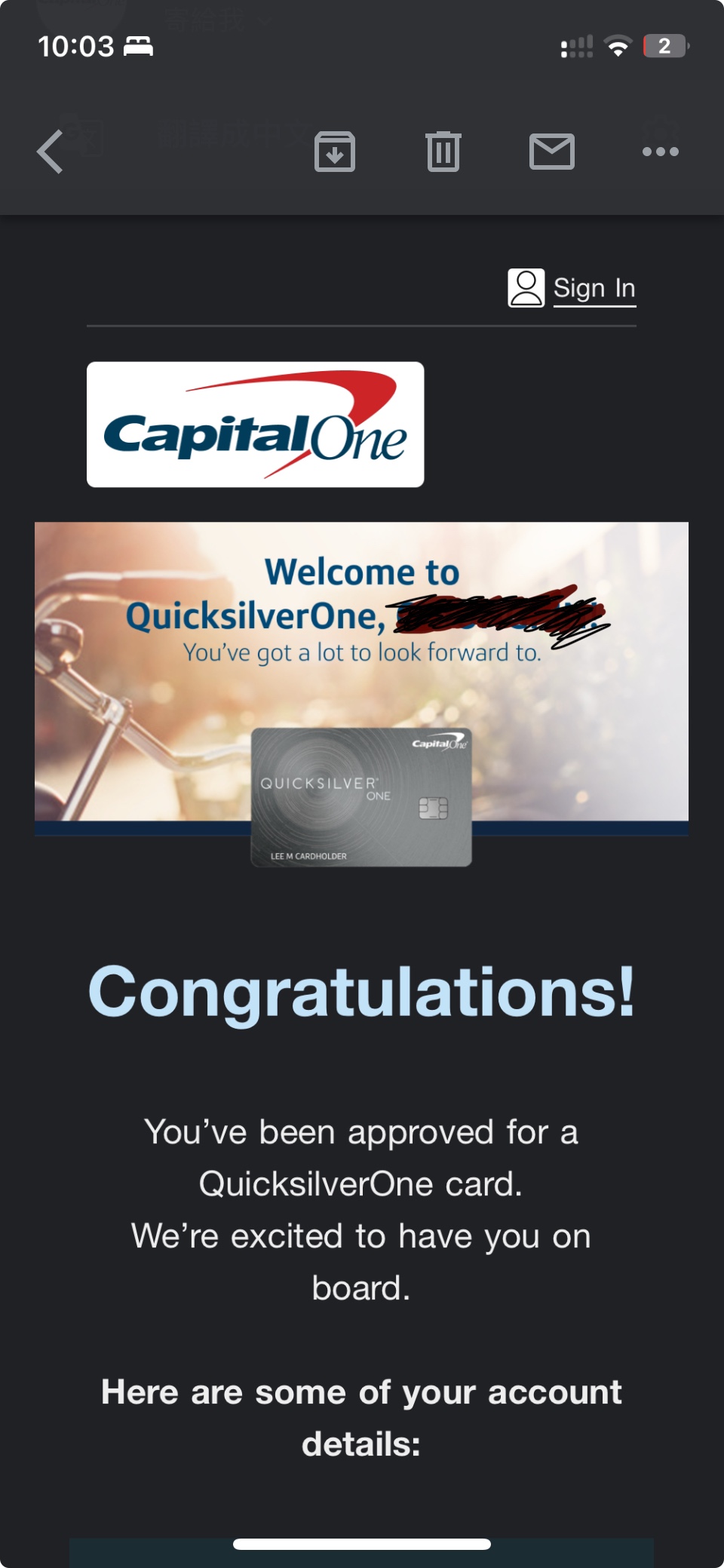 Capital one quicksilver one 3@
