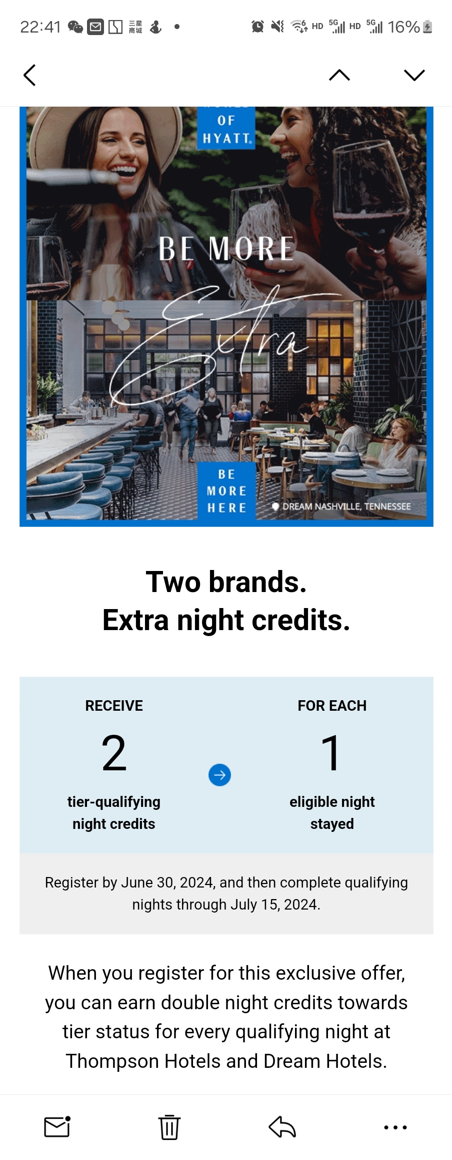 յoffer 2X night credit. 😃😃