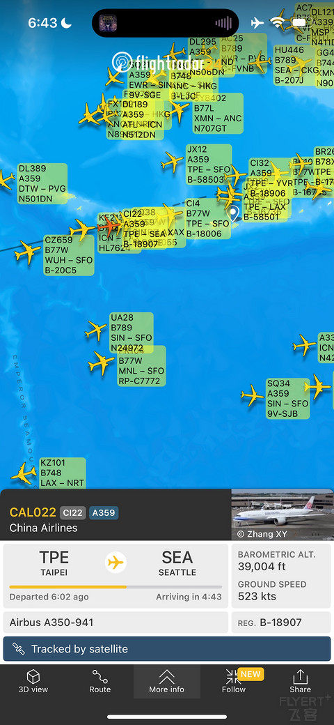 飞行日记 | 中华航空CI22 台北桃园TPE-SEA西雅图