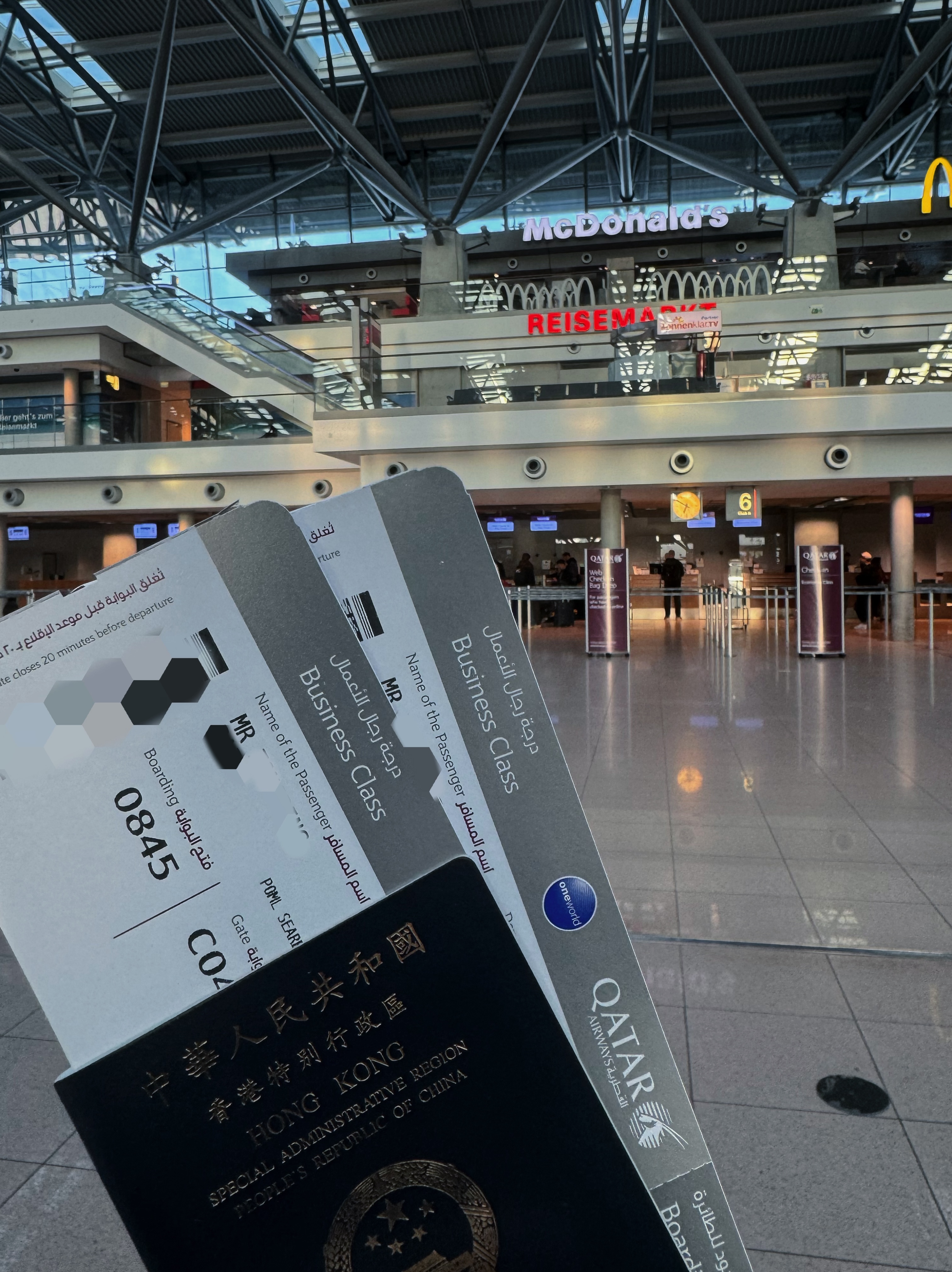 ❸Qatar Airways QR92 HAM-DOH Business