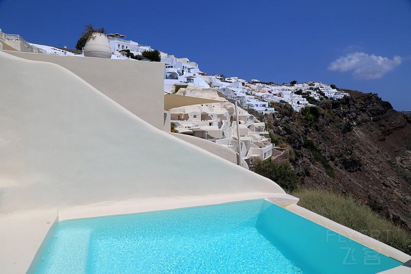 Santorini--Mystique A Luxury Collection Hotel Room Balcony and Pool (3).JPG