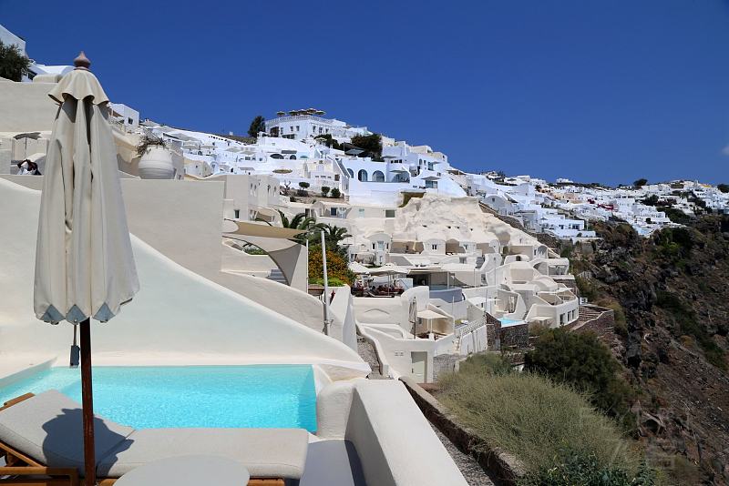 Santorini--Mystique A Luxury Collection Hotel Room Balcony and Pool (4).JPG