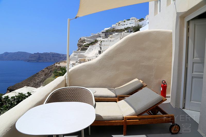 Santorini--Mystique A Luxury Collection Hotel Room Balcony and Pool (1).JPG